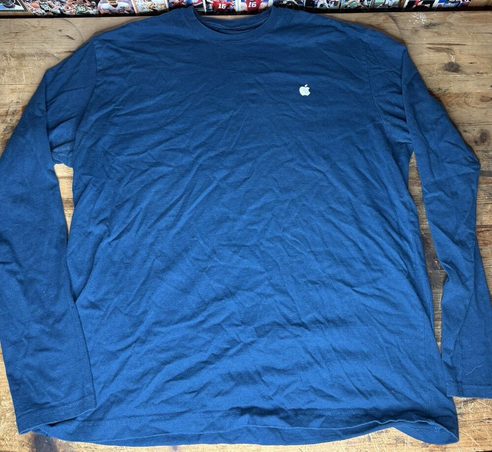 Apple Store Employee Uniform Blue Long Sleeve Logo Shirt Men's XL